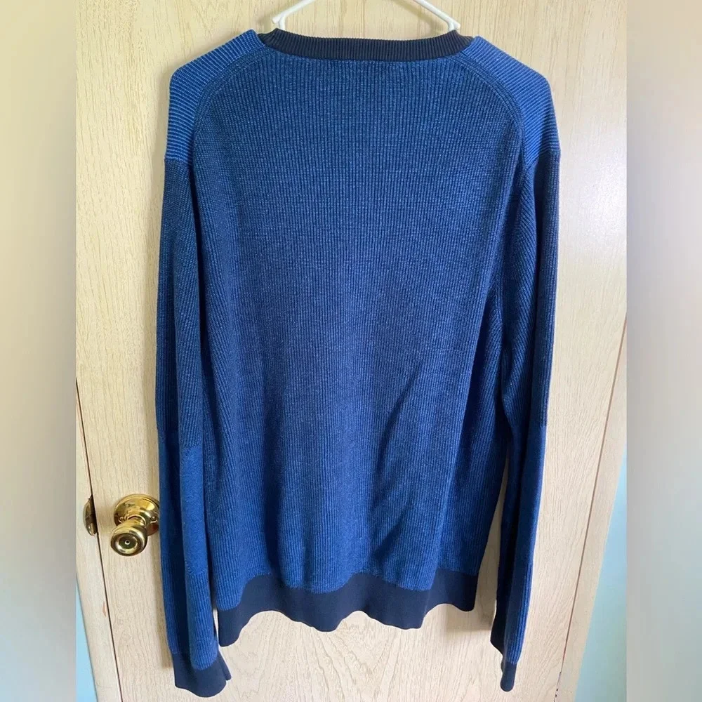 Michael Kors Sweater Mens Large 2 tone Blue Crew Neck Sweater Long Sleeve XXL